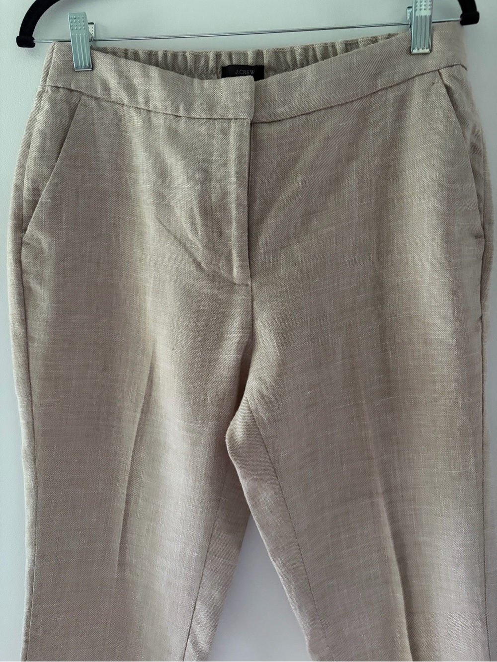 J Crew Size 8T/8 Tall Tan Linen Blend Easy Stretch Pants Elastic Waist - Picture 4 of 11